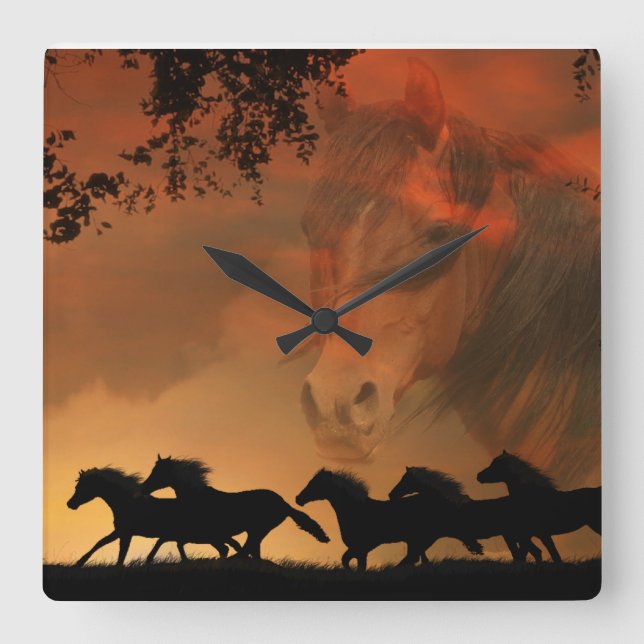 Carrée Horloge Cheval Forever Gratuite (Recto)