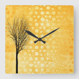 Carrée Horloge chic jaune