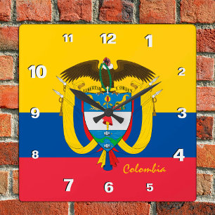 Carrée Horloge colombienne, maison patriotique, Drapeau c