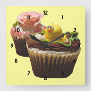 Carrée Horloge Cupcake