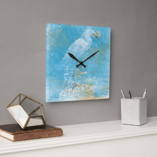 Carrée Horloge d'aigrettes neigeuses C'est l'heure de la 