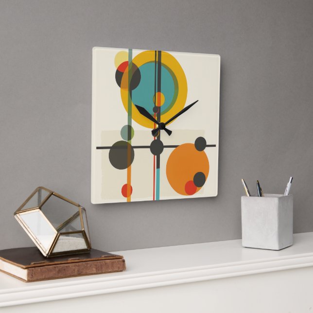 Carrée Horloge d'art géométrique moderne du milieu du siè (Bureau)