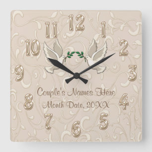 Carrée Horloge de champagne de Blush Romantique Personnal