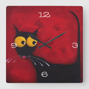 Carrée Horloge de chat de Stressie