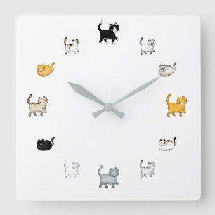 Carrée Horloge de chats, Carré