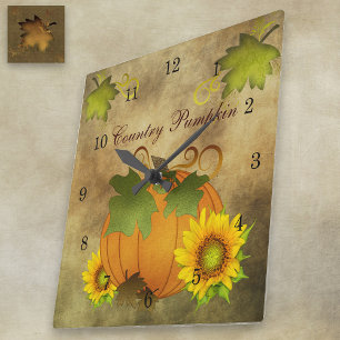 Carrée Horloge de citrouille de pays de récolte d'automne