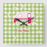 Horloge de conception Retro En vichy Caravan perso