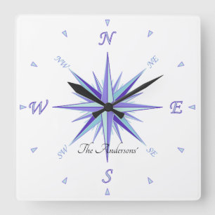 Carrée Horloge de conception Rose éolien
