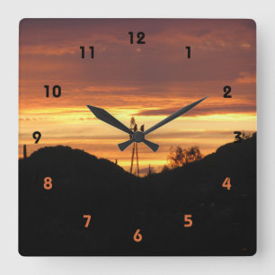 Carrée Horloge de coucher du soleil de l'Arizona