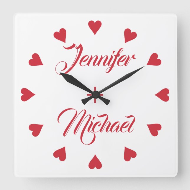 Carrée Horloge de couple avec coeur (Recto)