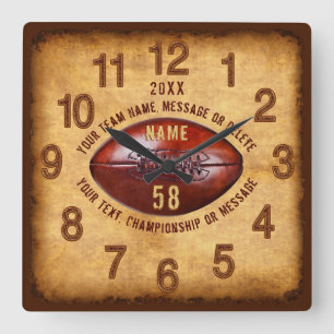 Carrée Horloge de football personnalisée pour joueurs ou