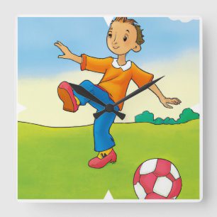 Carrée Horloge de football pour enfants