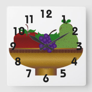 Carrée Horloge de fruits