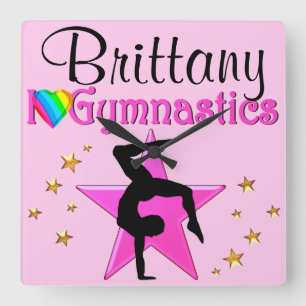 CARRÉE HORLOGE DE GYMNASTIQUE PERSONNALISÉ ROSE DANGEREUX