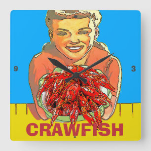 Carrée Horloge De La Gale De Poisson-Crawfish