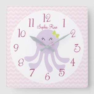 Carrée Horloge de la poupée de mer douce personnalisée