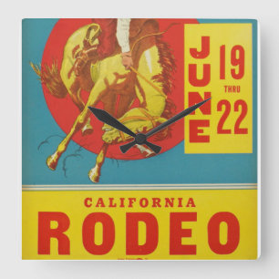 Carrée Horloge de l'affiche du rodéo de Californie Vinta