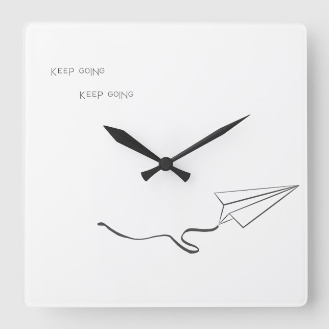 Carrée horloge de l'avion papier (Recto)