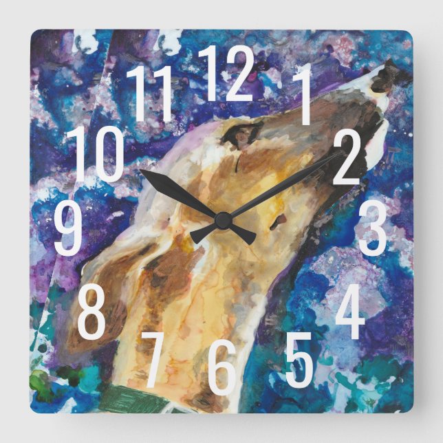 Carrée Horloge de l'hippet Greyhound, Chien de la Faune (Recto)