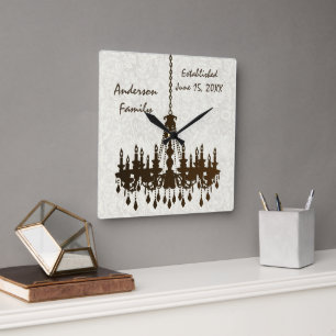 Carrée Horloge de lustre de la famille établie personnali