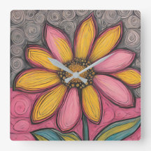 Horloge de marguerite en verre tendu