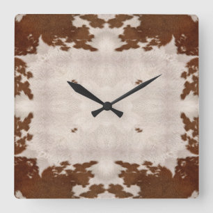 Carrée Horloge de motif de peau de vache