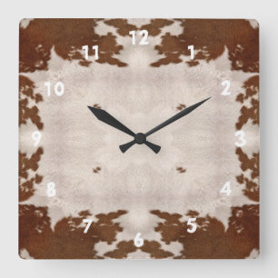 Carrée Horloge de motif de peau de vache