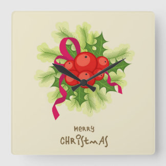 Carrée Horloge de Noël Holly Berry