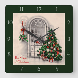 Carrée Horloge de Noël victorienne de fenêtre