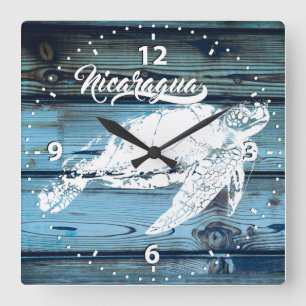 Carrée Horloge de paroi Nicaragua, Tortue