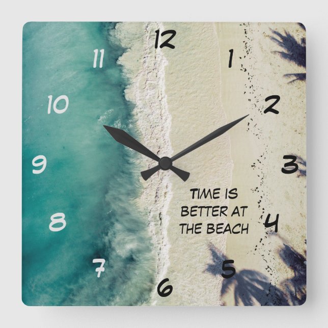 Carrée Horloge De Plage Relaxante (Recto)