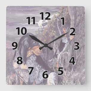 Carrée Horloge de rêveur de chiot de Coonhound de