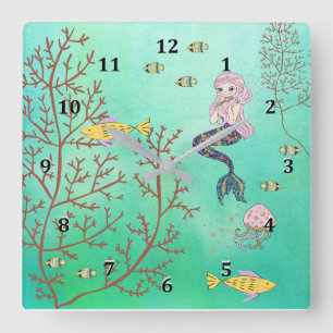 Carrée Horloge de sirène Mer verte