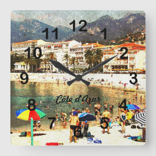 Carrée Horloge de style de d'Azur de Côte rétro