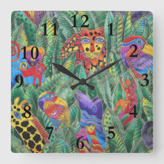 CARRÉE HORLOGE DES ANIMAUX DE JUNGLE