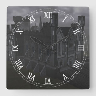 Carrée Horloge des chiffres romains du château gris