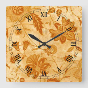 Carrée Horloge des chiffres romains floraux Carrés