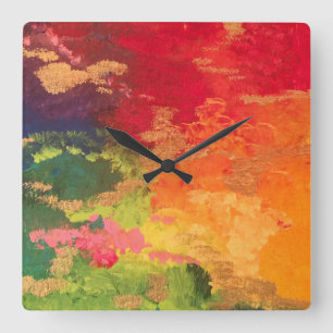 Carrée horloge des couleurs arc-en-ciel