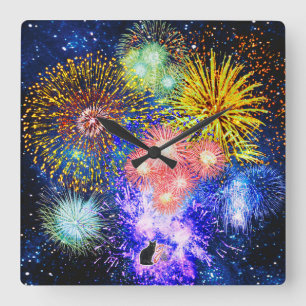 Carrée Horloge des feux d'artifice
