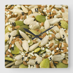 Carrée Horloge des semences citrouilles et mixtes