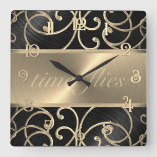 Carrée Horloge des vols Black et Gold
