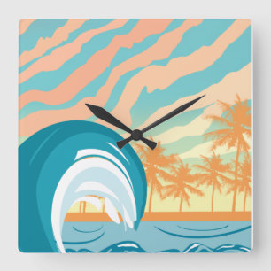 Carrée Horloge d'été de la vague océanique