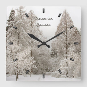 Carrée Horloge d'hiver Personnalisé hiver Wonderland Horl