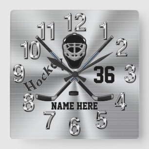 Carrée Horloge d'hockey PERSONNALISÉE par cool superbe