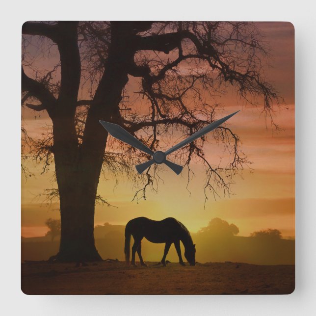 Carrée Horloge d'image du cheval primé (Recto)