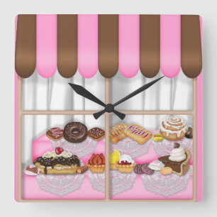 Carrée Horloge douce de festin de fenêtre de boulangerie