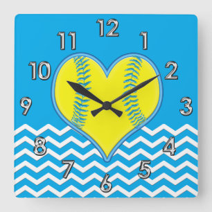 Carrée Horloge du base-ball de forme de coeur de