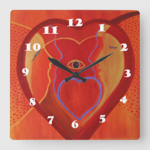 Carrée Horloge du Carré du coeur rouge