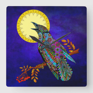 Carrée Horloge du corbeau électrique