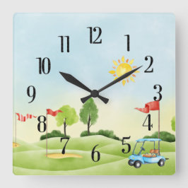 Carrée Horloge du mur de Golfer
